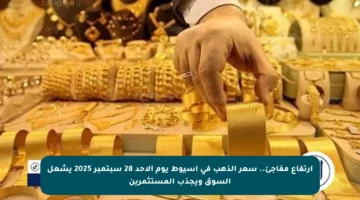 ارتفاع مفاجئ.. سعر الذهب في أسيوط يوم الأحد 28 سبتمبر 2025 يشعل السوق ويجذب المستثمرين